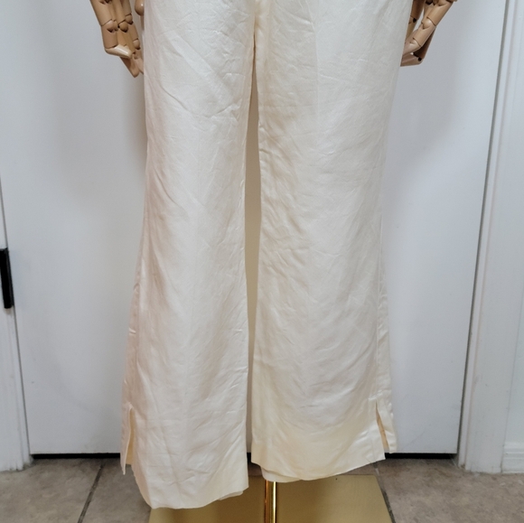 Banana Republic Y2K 2003 100% Silk Cream Crop Pants Size 6 - Picture 8 of 12